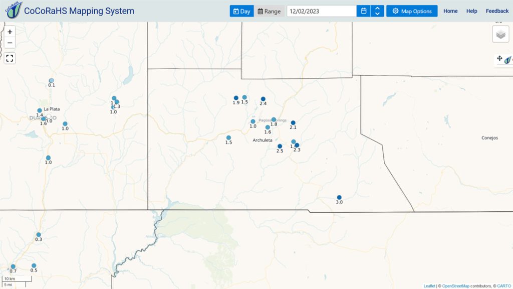 Lots of sun and warmer this week… 1 CoCoRaHS 24-hour snowfall reports for Archuleta County range from 1” to 3”.