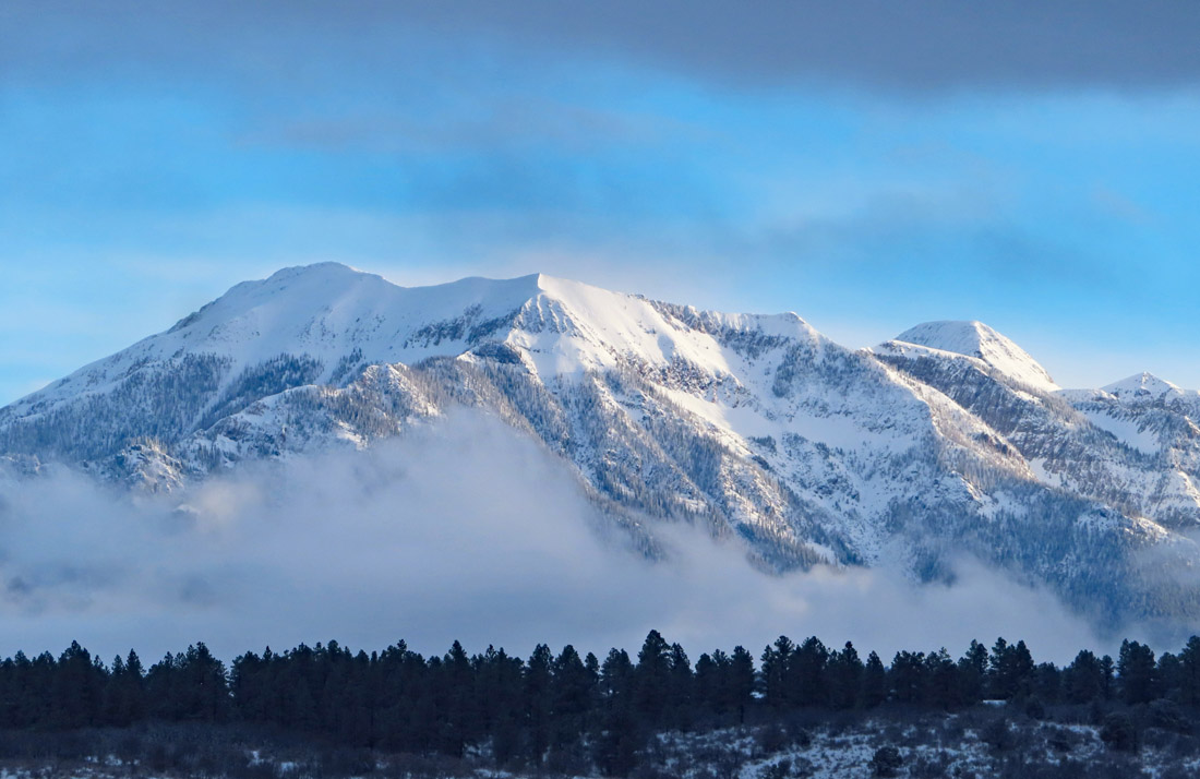 Toner Mountain covered in fresh snow this morning – Pic taken 4/1/2024