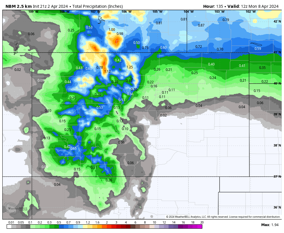 nbm conus colorado total precip inch 2577600