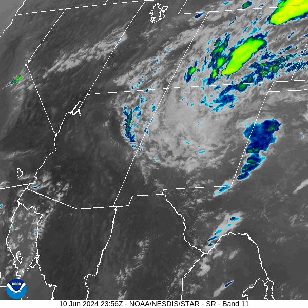 Infrared satellite this evening – An impressive band of showers and thunderstorms are over much of the San Luis Valley. Alamosa got hit pretty good around 6pm with heavy rain. The two cells just west of the main band are over the Williams Lake area at 7:05pm.