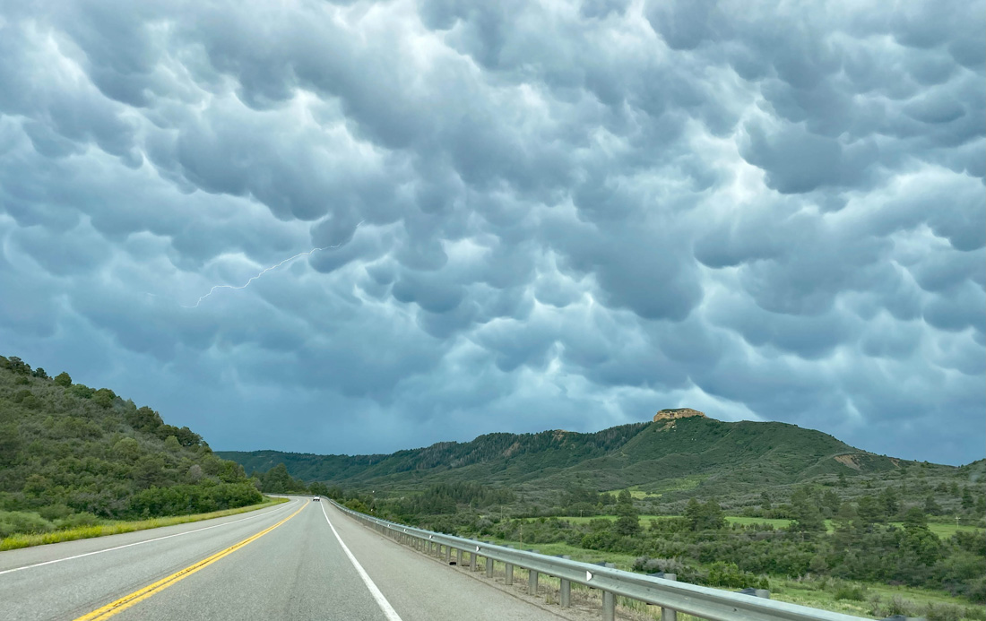 A sky full of impressive mammatus clouds near Hesperus yesterday – pic taken 6/27/2024