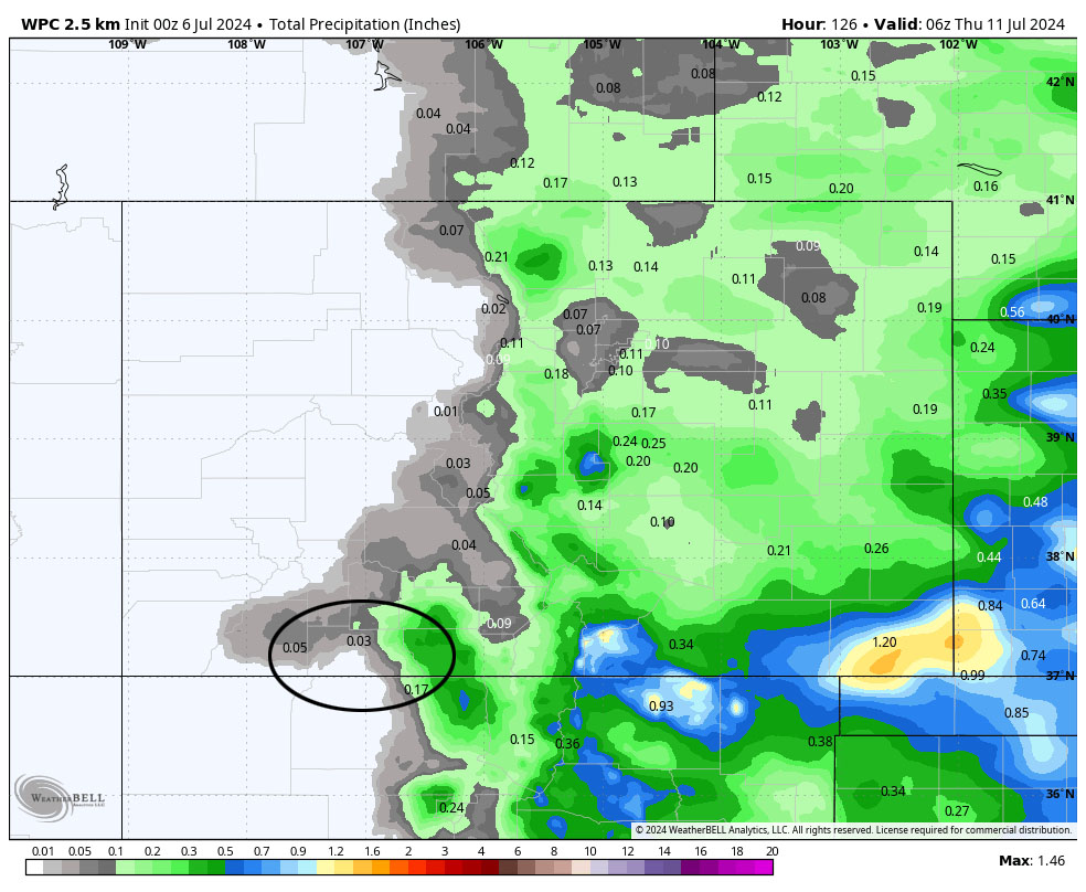 WPC precip to late Wednesday evening expects 0.03” in the Pagosa area. I think most of us will stay dry.
