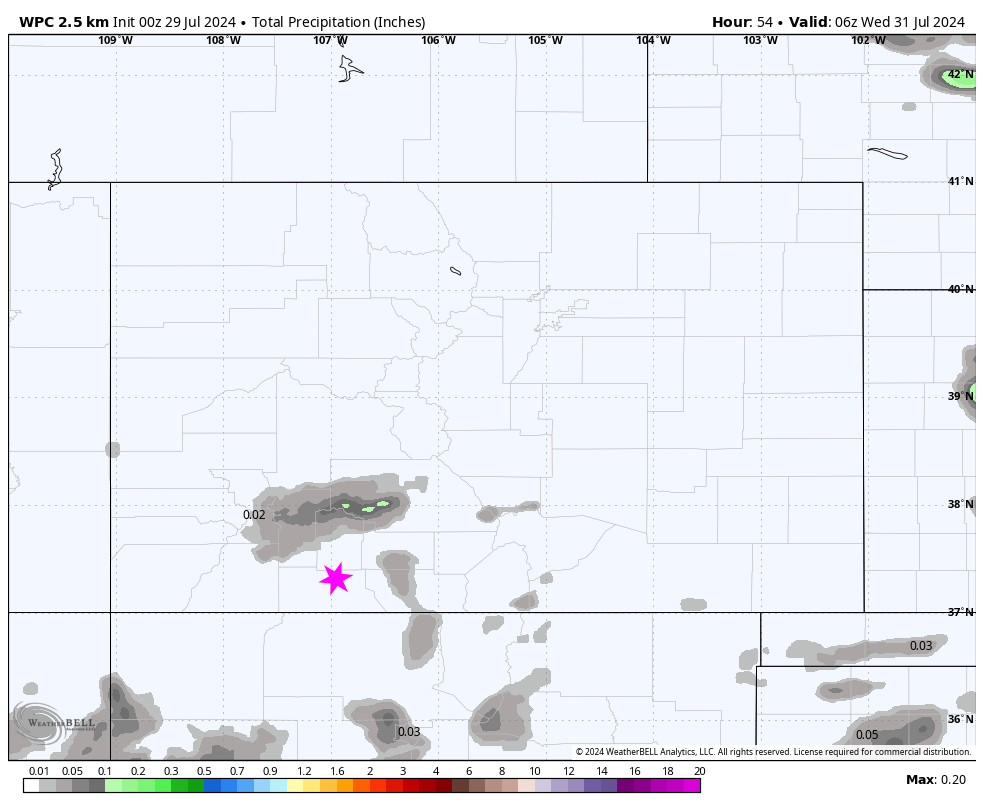 Where are My Cooling Afternoon Showers? 5 72 hour Precip 28 Jul 24