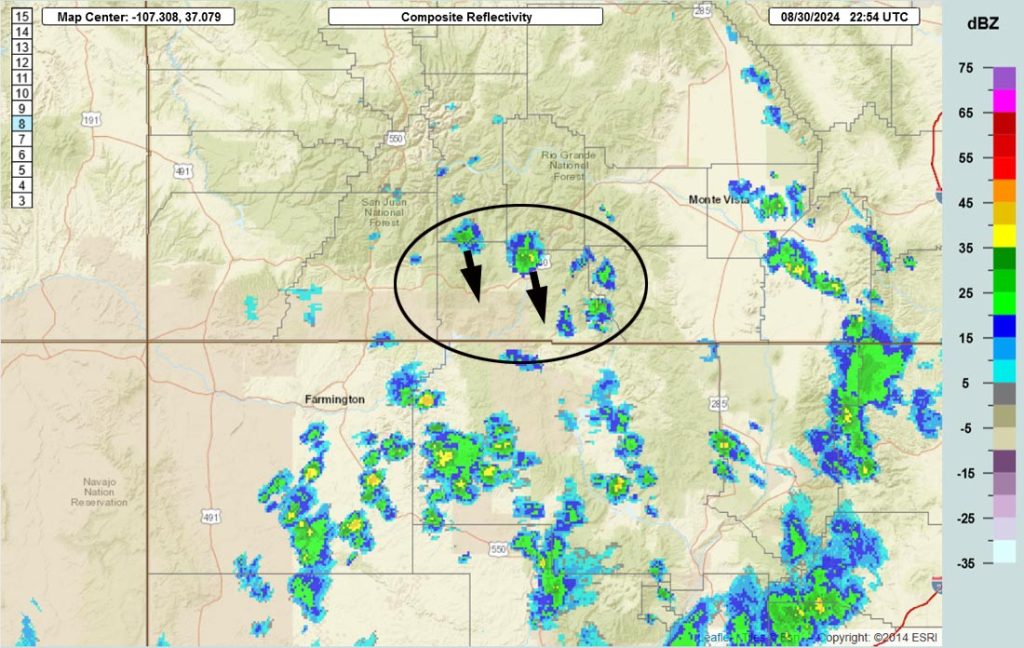 An isolated afternoon storm or two… 2 Radar at 4:54pm Friday – A few little popcorn showers are moving slowly towards the south. Town could get a few raindrops shortly after I send this post. Consider yourself lucky if you get a little wet!