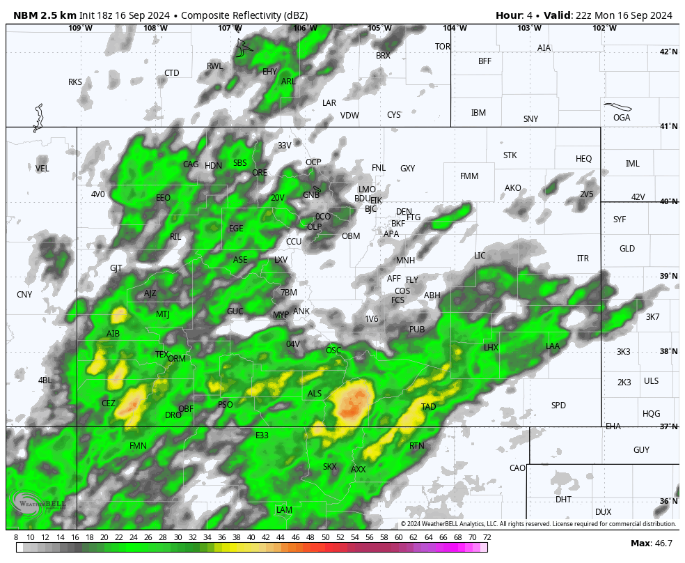 More rain is on the way… 4 NBM forecast radar from 4pm Monday to 6pm Tuesday – Scattered showers and a few thunderstorms persist into the late evening and then become more weak and spotty overnight. Showers and thunderstorms increase a bit after sunrise Tuesday, especially over the northern part of the county. Things really ramp up roughly 11am to 3pm ahead of the front and then clear out pretty quickly behind the front.