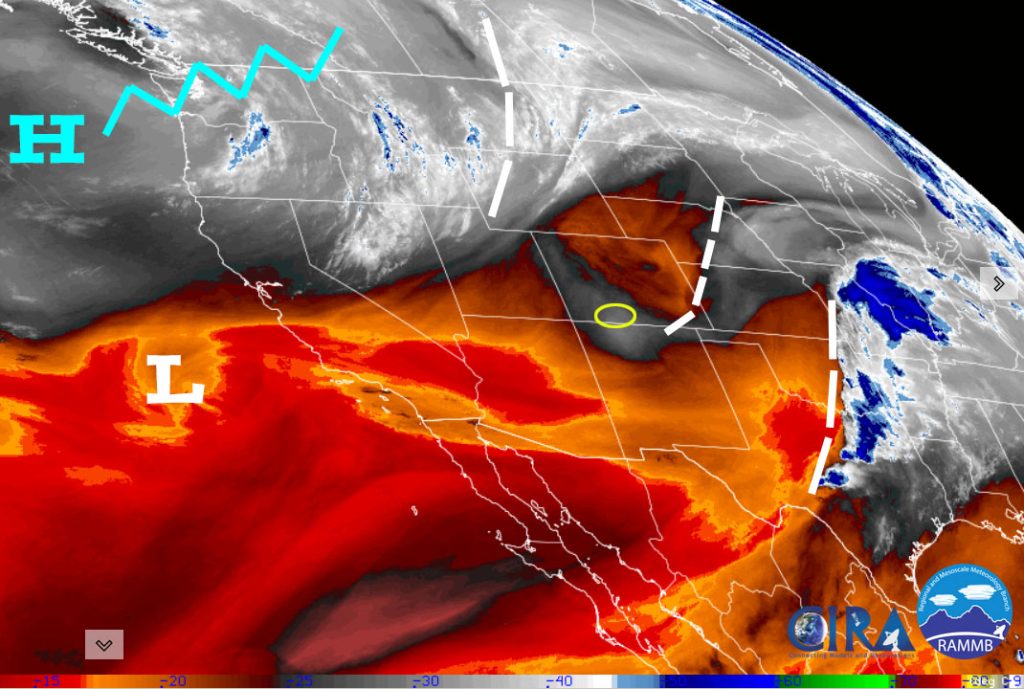 Lots of sun and pleasant temps for a while… 3 Satellite on Monday morning – There is weak flow out of the northwest in our area. Moisture is “trapped” in our terrain and could be enough to fuel an isolated shower later today. The high and ridge over the Pacific NW will shift east towards us Tuesday and give us great weather the rest of the week.