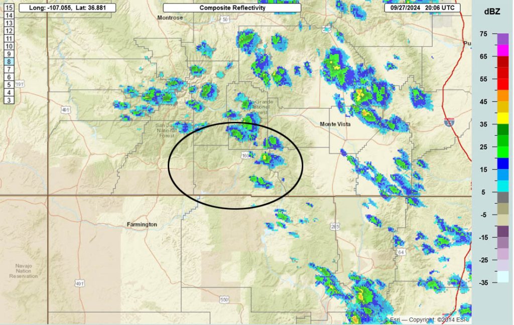 A spotty shower or thunderstorm today – nice for a while… 4 Radar at 2:06pm Friday afternoon – A couple of weak showers and thunderstorm or two have developed over the eastern part of the county and along The Divide. They are nearly stationary so one will have develop over your head if you want a few raindrops.