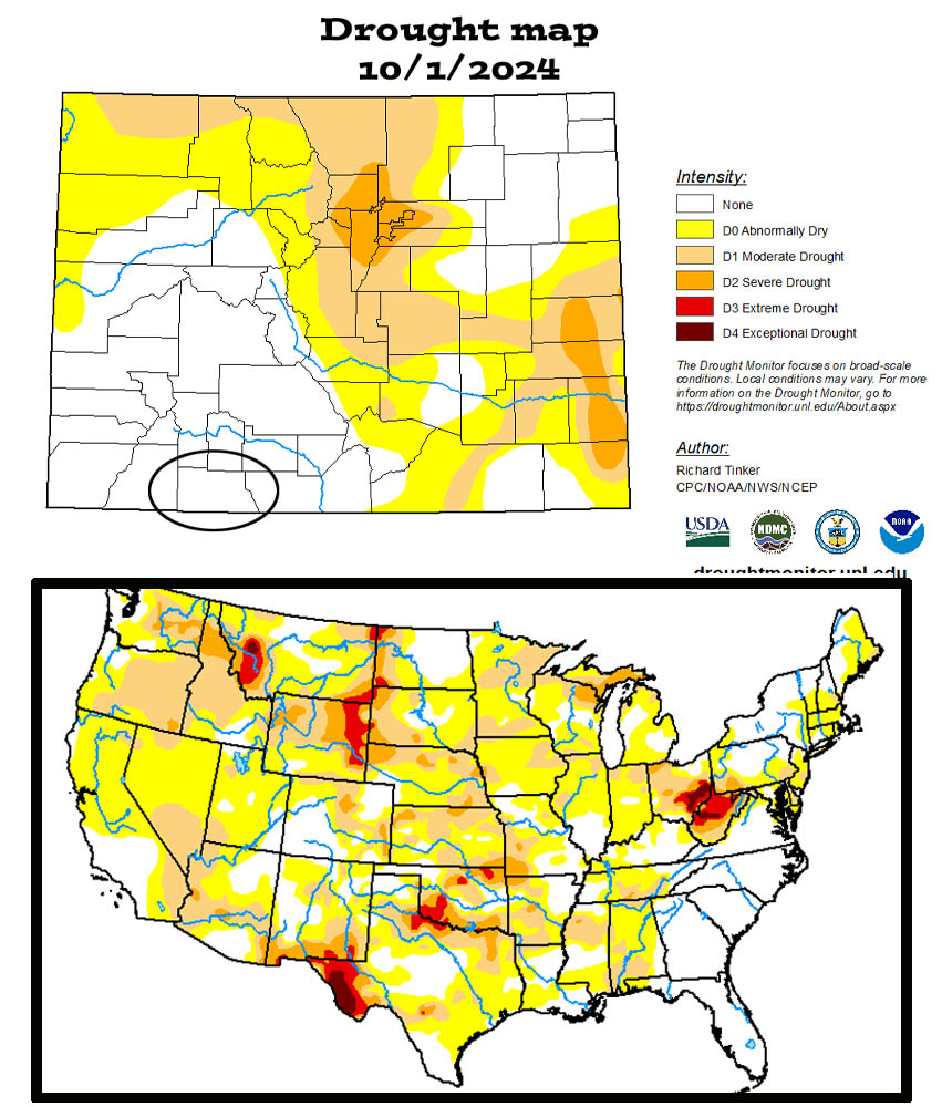 Pagosa Weather SEPTEMBER SUMMARY & October Outlook 5 The drought map looks good for southwest Colorado!