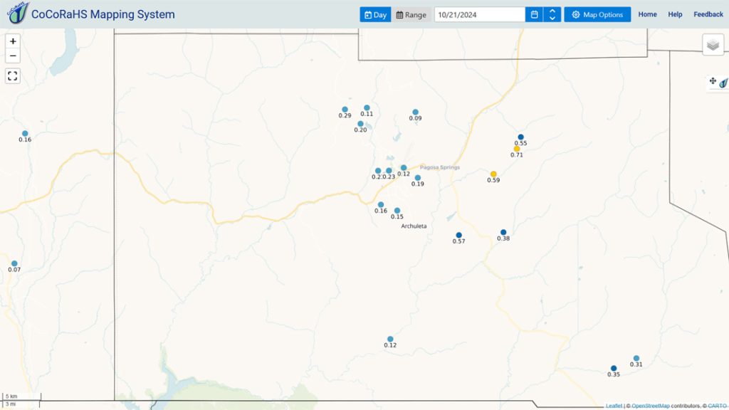 Sunny, dry, and pleasant temps for the rest of the week… 1 21 Oct 2024 am CoCoRaHS 24hr reports