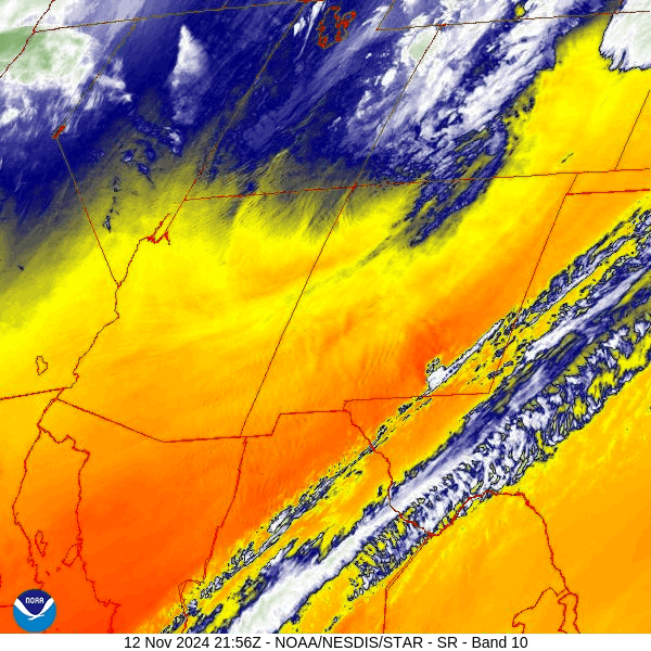 Dry through Saturday – Chance for snow Sunday night through Tuesday… 1 Satellite loop from 3-4pm Tuesday – The southern end of a trough is moving through. Northerly flow behind the trough will clear the clouds out tonight.