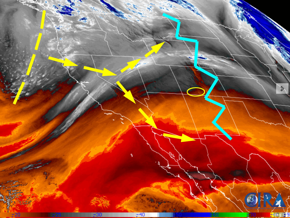 The next system is a dud… 1 Satellite Thursday morning – There is a lot of blue sky under the ridge. The next system will split which isn’t favorable for us.