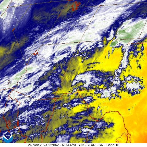 WINTER STORM WATCH for the mountains… 1 Satellite loop roughly 3-4pm Sunday afternoon – Lots of moisture is streaming into the region from the southwest. Unfortunately there isn’t much storm energy to turn the moisture into precip in our area.
