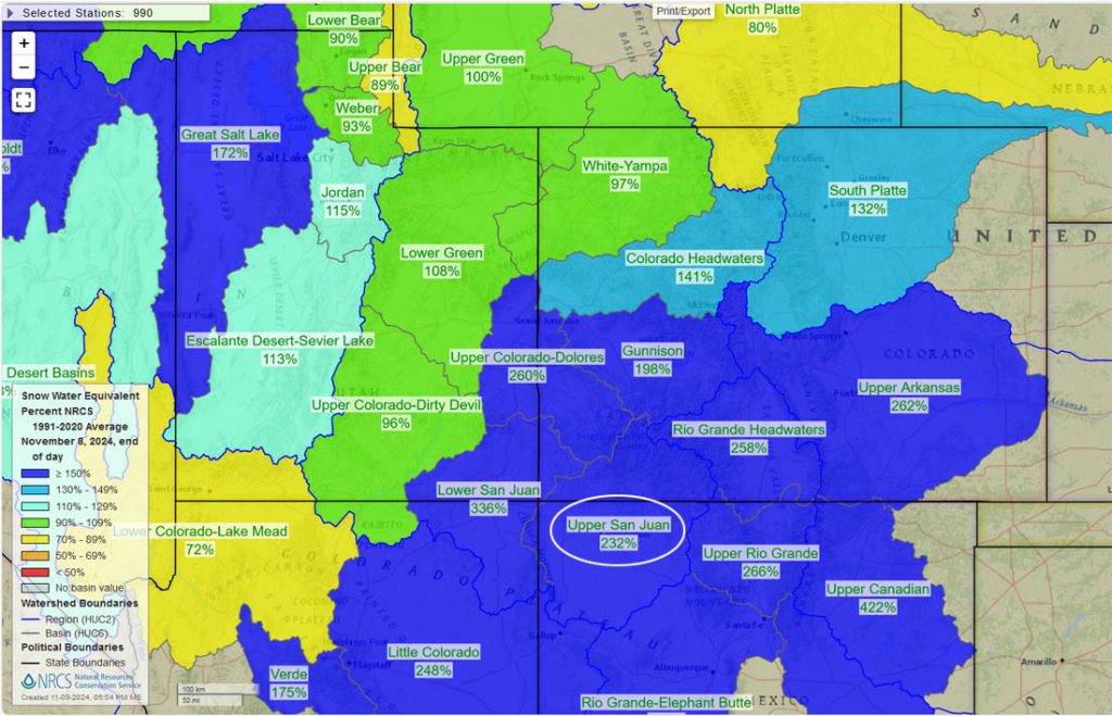 Impressive snow totals for eastern Colorado!… 4 Early season snowpack numbers aren’t reliable, but… This is a great start!
