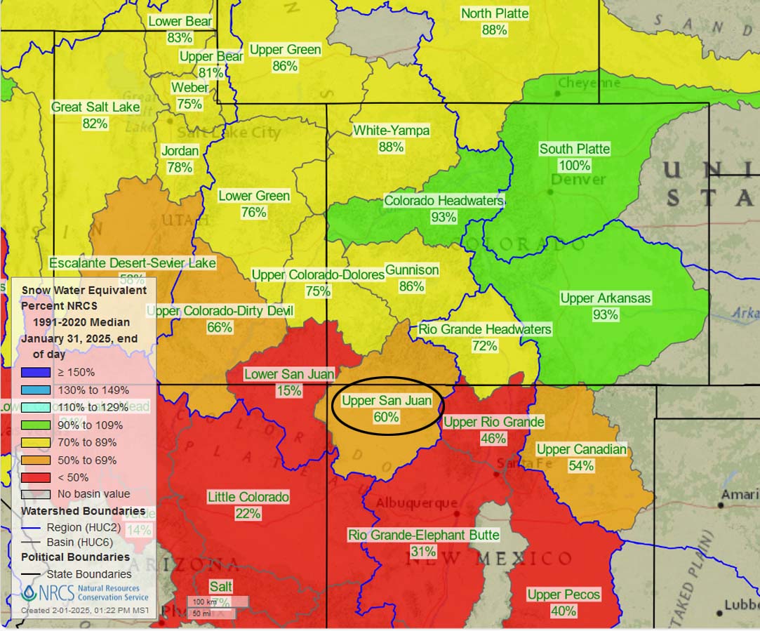 Snowpack is rough in southwest Colorado and much of the Four Corners region