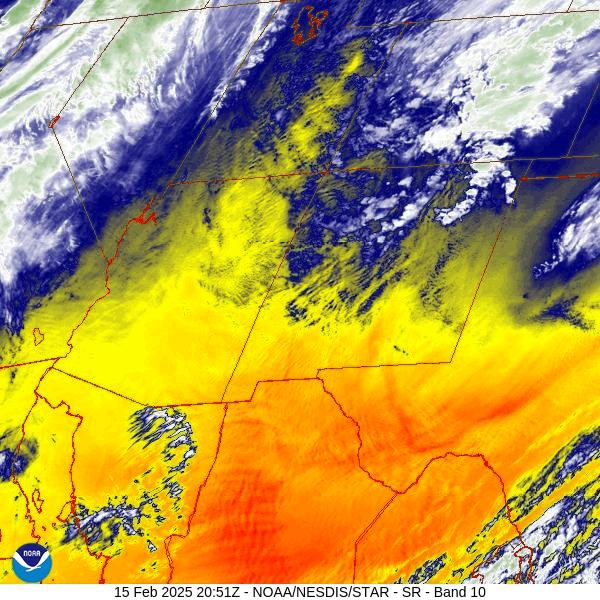 A few snowflakes today and then again on Tuesday… 3 Water vapor satellite loop from 1:51pm to 2:46pm Saturday afternoon – The final trough is moving through now with scattered snowshowers, mostly over the mountains. Drier air will move in behind the trough tonight.