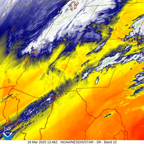 Brief periods of “nasty” today… 1 Water vapor satellite loop from roughly 7:45am to 8:45am Tuesday – Clouds and showers are increasing ahead of the cold front along the CO/UT border. The band of clouds and showers currently over western UT will move through our area this afternoon.