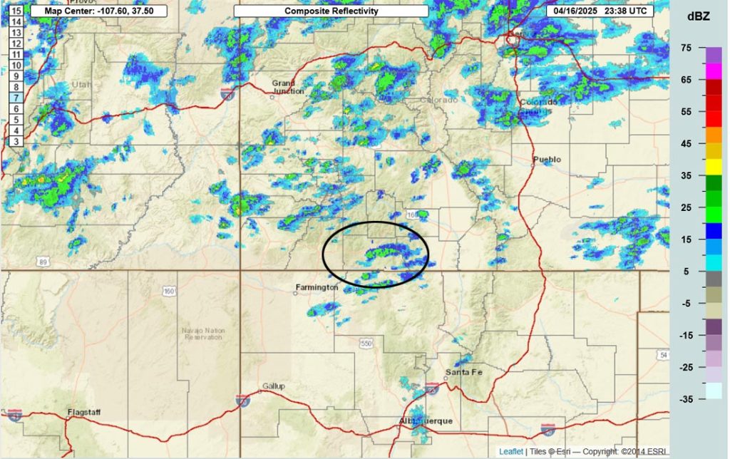 Radar at 5:38pm Wednesday – Scattered showers are moving towards the northeast. Shower active will decrease across the region through the evening.