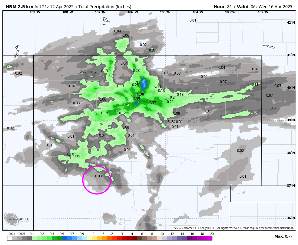 Back to Windy Season… 3 NBM Precip 12 Apr 25