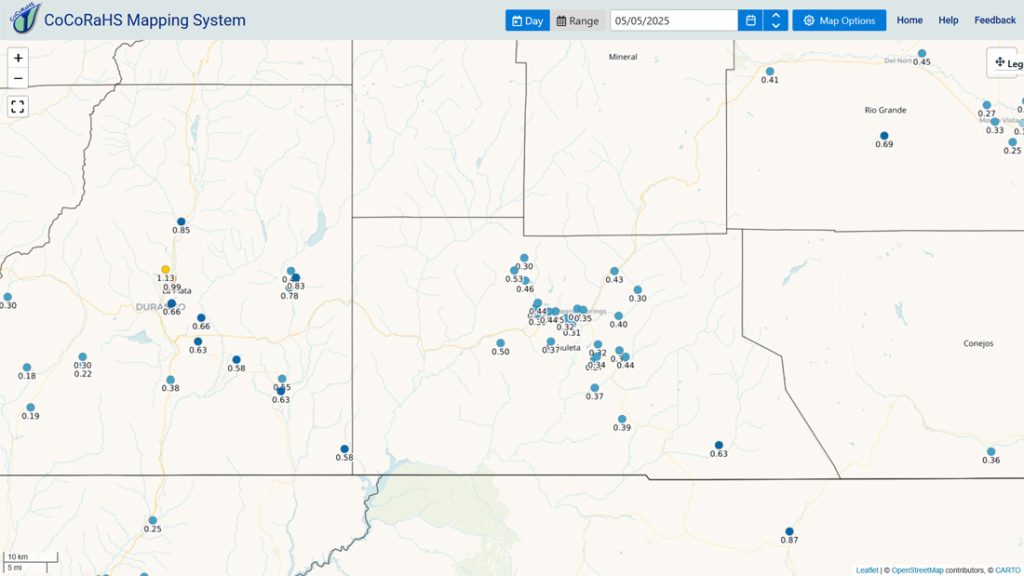 My forecast stunk!… 1 CoCoRaHS 24-hour precip reports from around 8am this morning ranged from 0.27” to 0.63”. The whole region got a decent soaking!