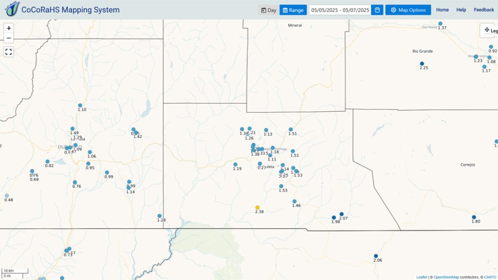 Scattered afternoon showers and thunderstorm through the weekend… 1 CoCoRaHS 3-day precip reports ranged from 1.11” to 2.38”. *** The average precip for the month of May is 1.26”. ***