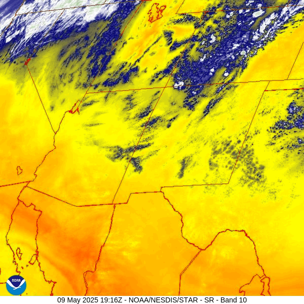 Do your rain dances today and tomorrow… 2 Water vapor satellite loop from 1:11pm to 2:06pm Friday afternoon – Scattered showers and a couple of weak thunderstorms are moving towards the south- southwest.