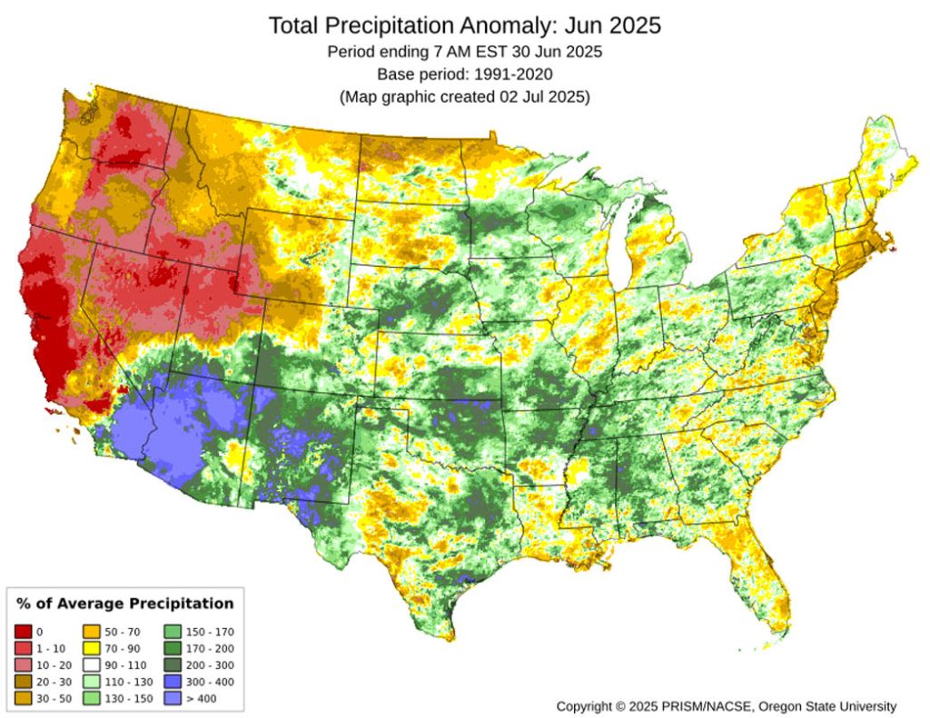 Pagosa Weather JUNE SUMMARY & July Outlook 2 June mean precip anomalies were slightly above average for most of Archuleta County. However, the CoCoRaHS map below shows most locations in Archuleta County with 50-100% of the June average.
