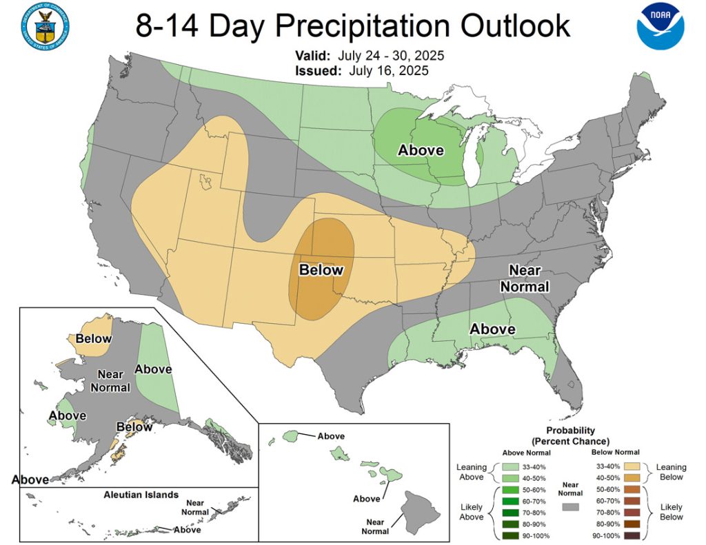 A little more active Thursday through Saturday… 8 The CPC 8-14 day precip outlook shows a 33-40% chance for below average precip for us. Unfortunately, I agree.