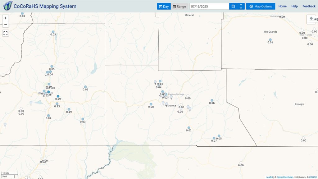 A little more active Thursday through Saturday… 2 CoCoRaHS 24-hour precip reports from Wednesday morning range from zero to 0.14”