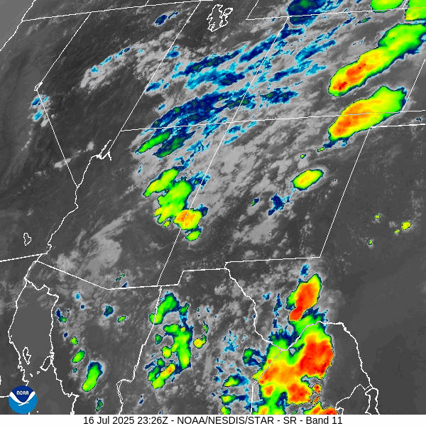A little more active Thursday through Saturday… 4 Infrared satellite loop roughly 5:30pm to 6:30pm Wednesday – The ridge is nearly over our heads and suppressing shower and thunderstorm activity. The ridge will slowly move east over the next two days and allow more instability and moisture to move into our area.