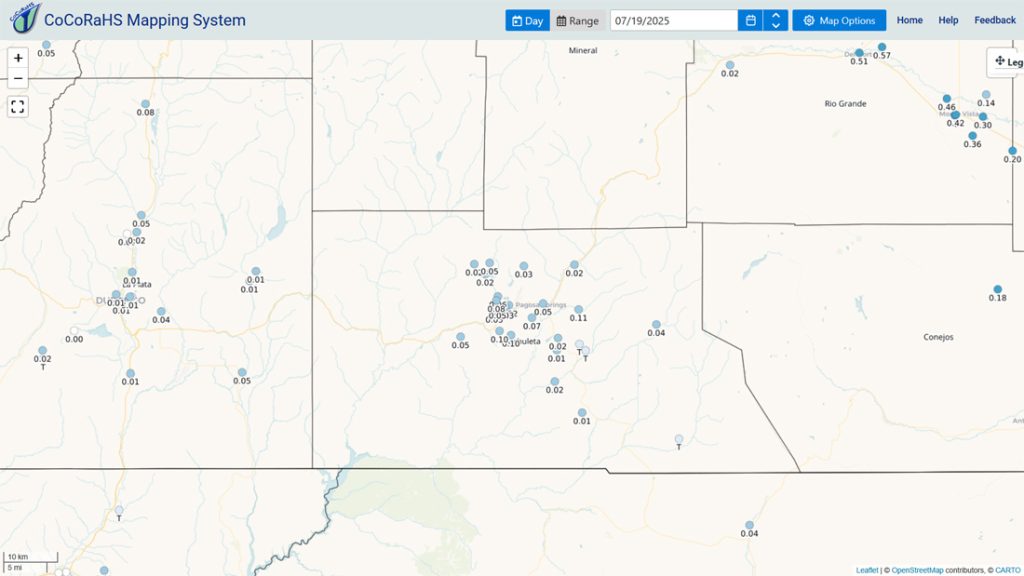 This pattern will persist… 2 CoCoRaHS 24-hour precip reports from Saturday morning range from a track to 0.11”.
