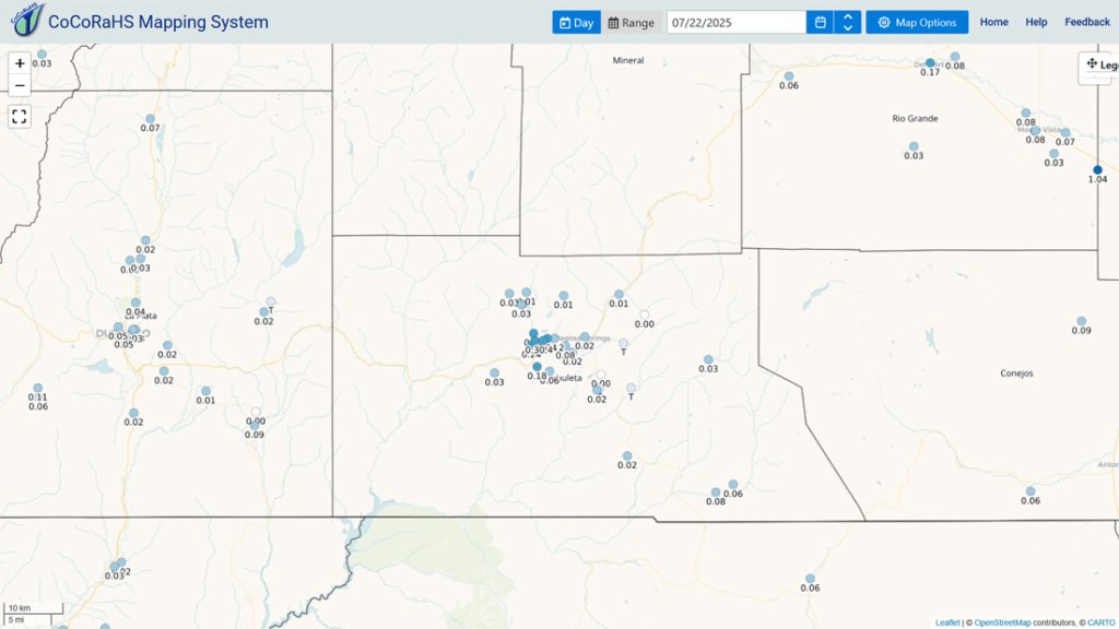 CoCoRaHS 24-hour precip reports from Tuesday morning range from zero to 0.30”.