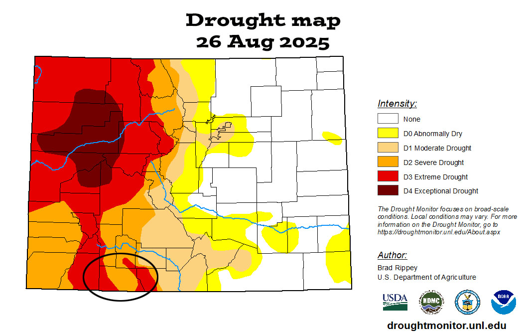 Central Archuleta County has “severe drought” conditions and east and west Archuleta County have “extreme drought” conditions.
