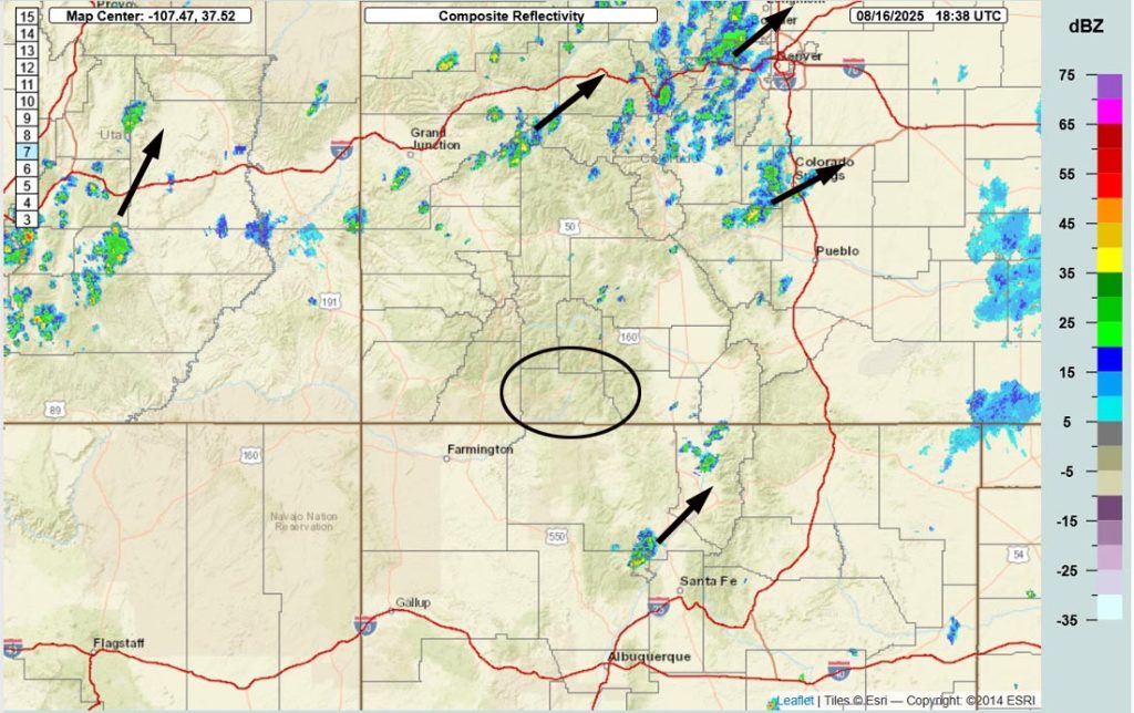 Mostly dry, sunny, and warm through Thursday… 4 Radar at 12:38pm Saturday – There are no showers or thunderstorms in our area. Showers across the region are moving towards the northeast.
