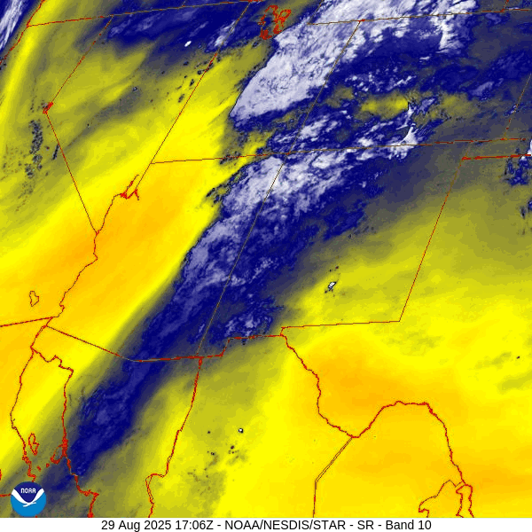 Juliette moves through today and then a weak monsoon pattern persists … 3 Water vapor satellite loop from roughly 11am to noon Friday – The remnants of Tropical Storm Juliette are moving through region from the southwest. Drier air will start moving in tonight and then it will remain dry through the weekend.