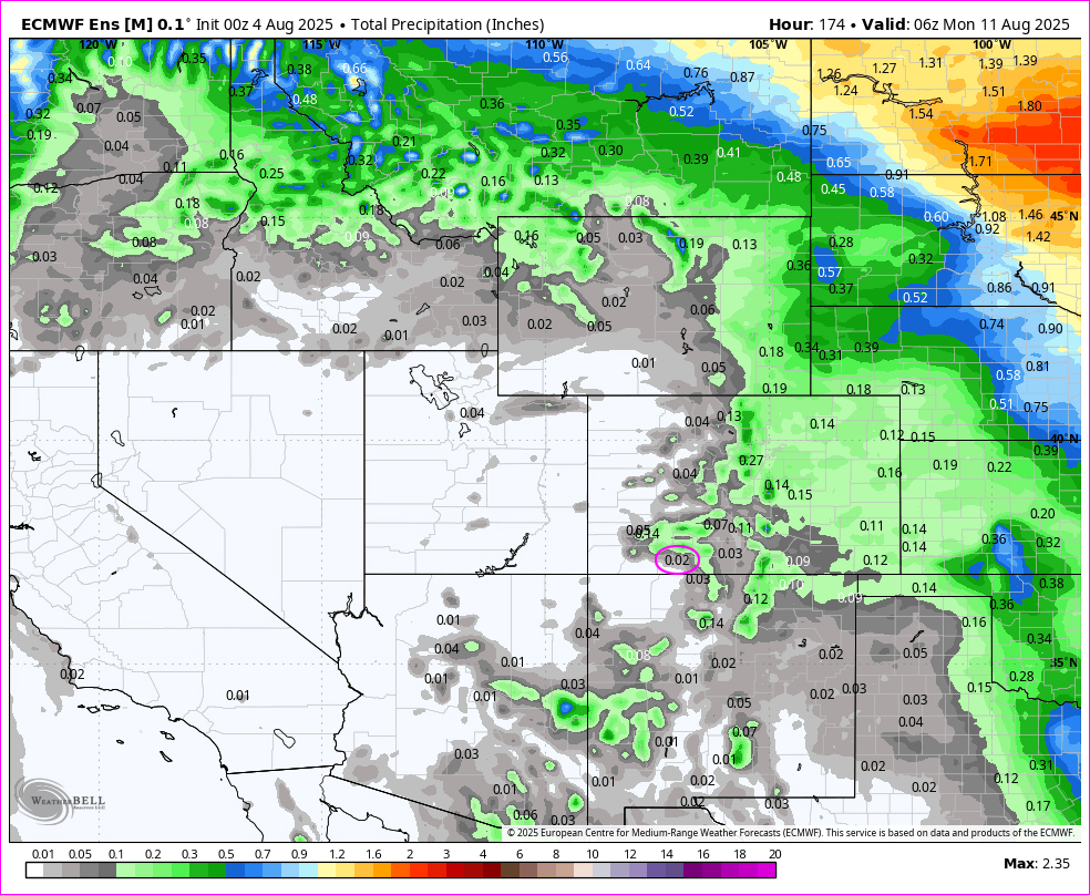 Dry through Wednesday with smoke... 5 Precip Euro Sun 12pm