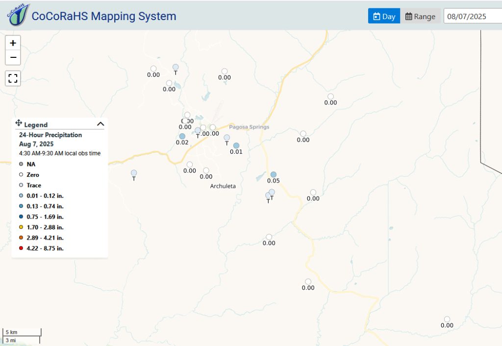 cocorahs 7 aug