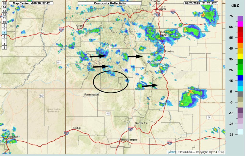 Mostly pleasant fall weather… 3 Radar at 3:32pm Saturday – Weak, spotty showers are moving towards the east. Most of the showers have stayed to our north.
