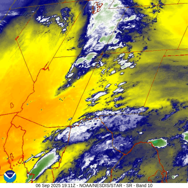 Water vapor satellite loop from roughly 1pm to 2pm Saturday – The trough across eastern UT and northeast AZ will move through our area this evening and kick up scattered showers and thunderstorms.