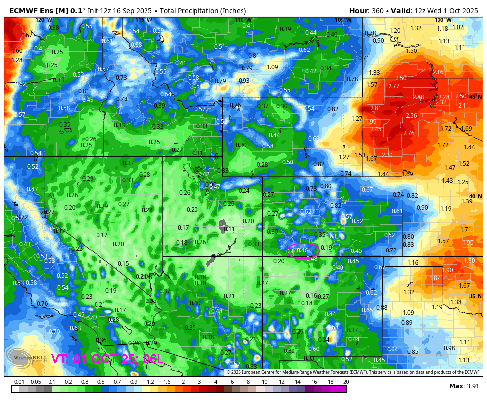 We Had Pretty Clouds Today! 3 Sep 16 14 day precip Euro