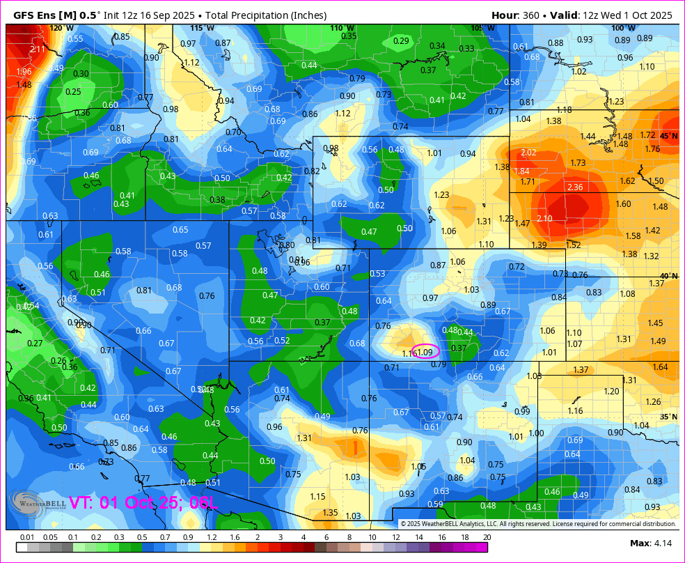 We Had Pretty Clouds Today! 4 Sep 16 14 day precip GFS