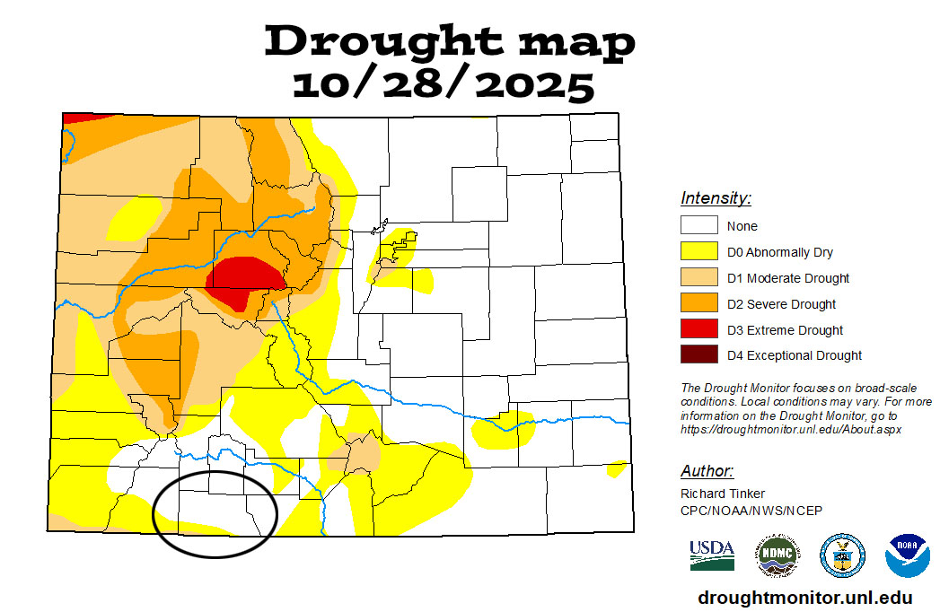 Two tropical systems, way above average precip, and flooding have erased drought conditions over much of Archuleta County