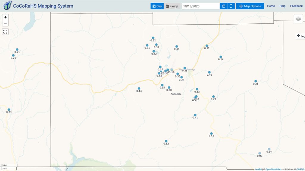 More flooding… 1 CoCoRaHS 24-hour rain reports from Monday morning ranged from 0.09” to 0.52”.