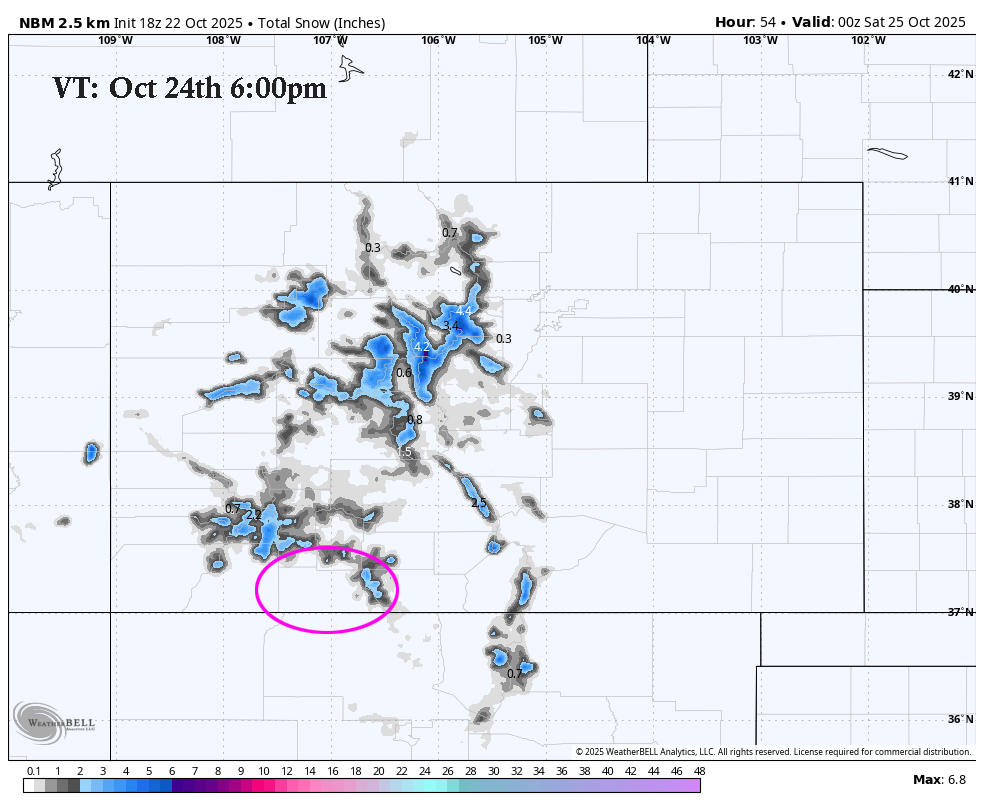 Rain Tomorrow with a Sprinkle of Mountain Snow! 4 NBM precip 24 oct 6pm