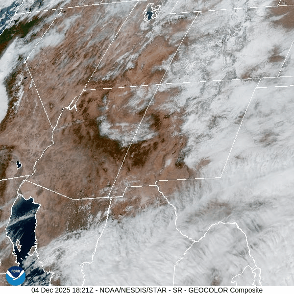 Lots of sun and mostly dry for the next 10-14 days… 2 Visual satellite Thursday around noon – Look closely. If it’s moving, it’s clouds. If it's not moving, it’s snow. This storm left a nice swath of snow over much of Colorado and northern New Mexico. Scattered low clouds are slow to clear out in the Pagosa area.