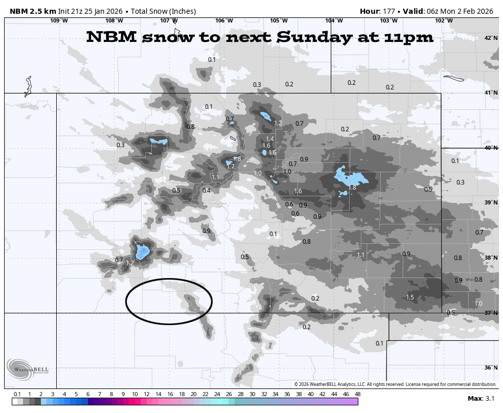 Not much to talk about for the next 2 weeks… 4 NBM snow to next Sunday at 11pm – Most of this is expected today. It will be dry most of this period.