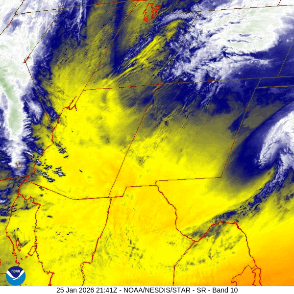 Not much to talk about for the next 2 weeks… 2 Water vapor satellite loop from 2:40pm to 3:35pm Sunday – The trough moving through northern Colorado extended farther south than I expected and kicked up a few spotty snowshowers. It’s going to clear out behind the trough tonight.