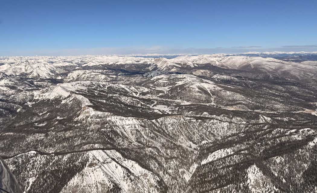 A HUGE thanks to Mark G. for taking us on a fantastic flight Tuesday!  In this picture, we are approaching Wolf Creek from the south.  – Pic taken 1/27/2026