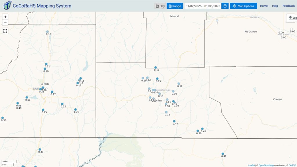 CoCoRaHS precip totals ranged from 0.06” to 0.49”. Our friends in Lost Valley reported 0.6” of snow, otherwise, the precip mostly fell as rain.