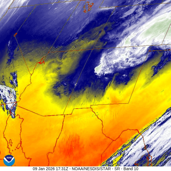 And now we’ll be dry for a while… 3 Water vapor satellite loop around noon on Friday – The low is spinning near the OK panhandle and moving northeast. The eastern part of Archuleta County along the Divide is still on the far west side of the storm. Scattered snowshowers are possible in that area later today, but most of Archuleta County will stay dry.
