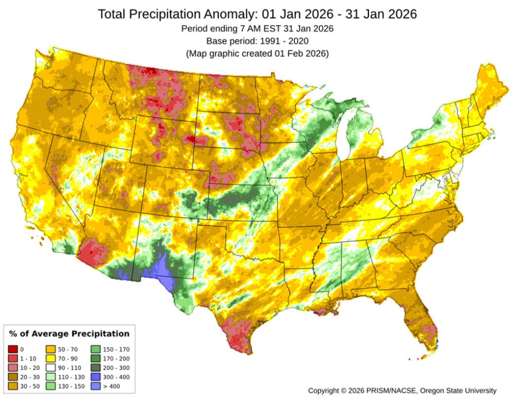 Pagosa Weather JANUARY SUMMARY & February Outlook 2 January mean precip anomalies – Much of Archuleta County was around 30-50% of average while the higher elevations were around 30% of average.
